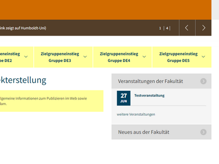 Darstellung der Veranstaltungsbox auf der Startseite eines großen Webprojekts mit Bühne