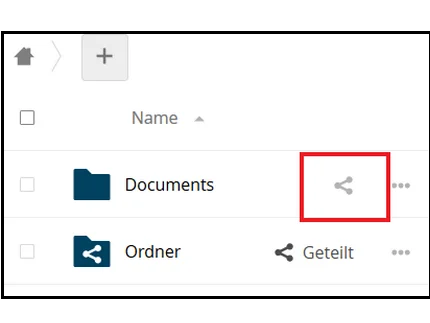 Screenshot Detail "Teilen" in der Weboberfläche von Box.UP