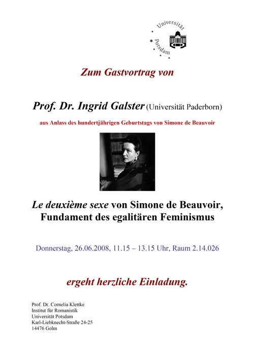 Sanssouci – Vorträge zur französischen Literatur im Sommersemester 2008
