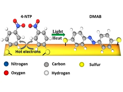 Schematic representation of plasmon-driven photodimerization triggered by light or heat