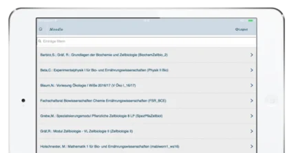 Moodle auf dem Tablet im Querformat