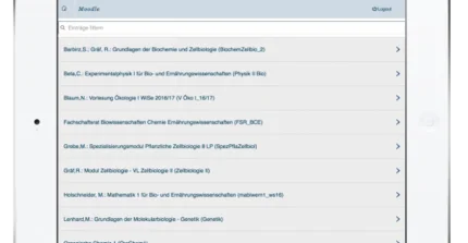 Moodle auf dem Tablet im Querformat