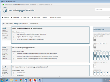 Eindruck aus dem Moodle-Kurs