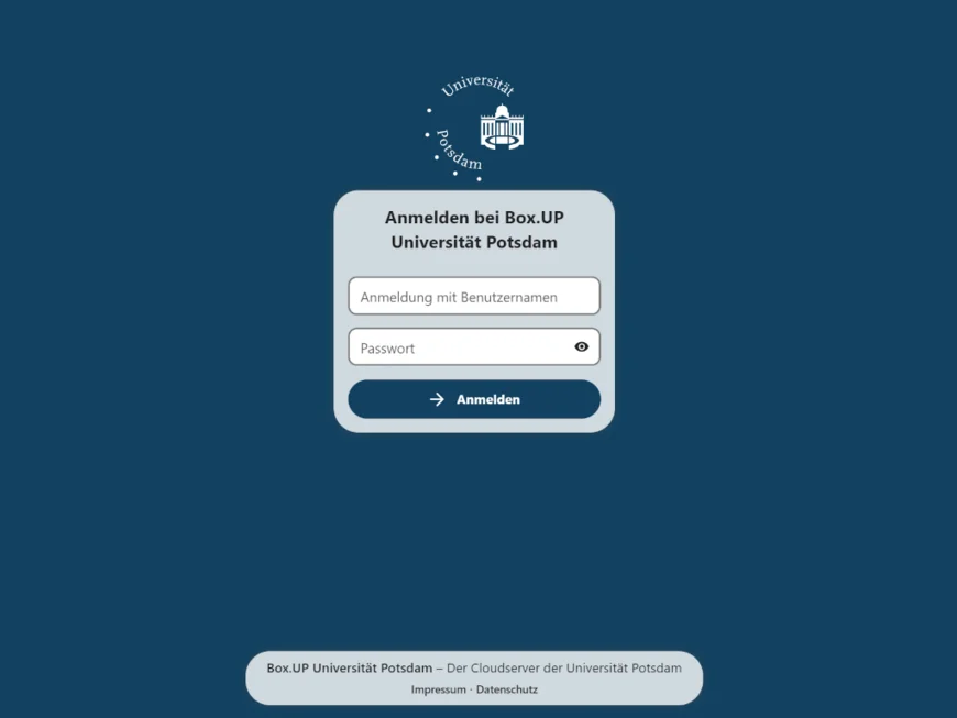 Screenshot der Box.UP-Login-Seite