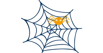 Gelbe Spinne im Spinnennetz.