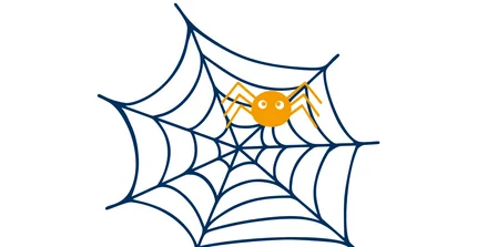 Gelbe Spinne im Spinnennetz.