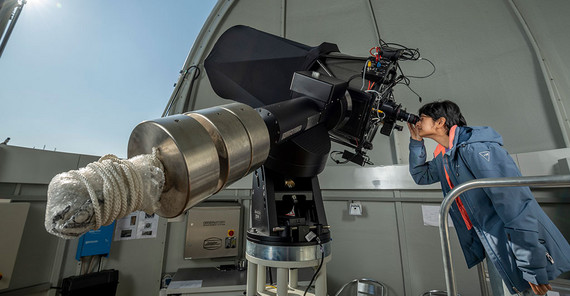 Anuradha Samajdar in the training observatory on Golm campus.