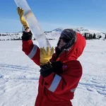 Ice core from the lake