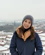 a portrait showing Sofia Sevitz in front of a snowy background