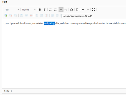 Erzeugen einer Verlinkung über den Texteditor