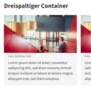 Dreispaltiger Container