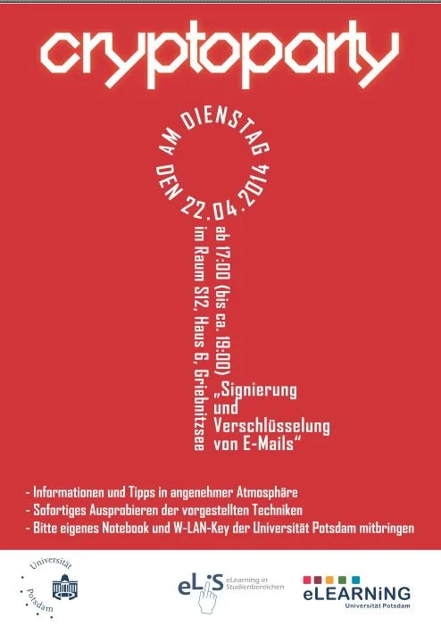 Flyer für Cryptoparty mit denselben Infos wie auf der Seite