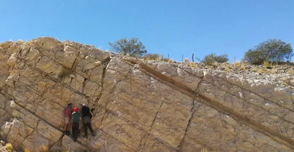 Three geologists in their natural habitat. Photo: Sibiao Liu.