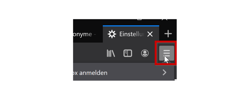 Aufruf der Einstellungen im Browser Firefox