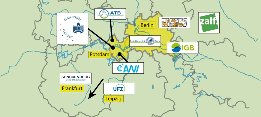 Map of the collaborating institutions