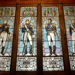Stained glass windows in military tradition at the garrison church of the land forces.