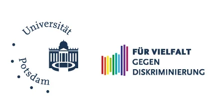Universitätslogo mit dem Zusatz "Für Vielfalt gegen Diskriminierung"