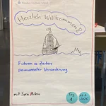 Flipchartbild mit Herzlich Willkommen zum Programm "Führen in Zeiten permanenter Veränderungen".