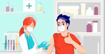 Comic Arzt und Patient ist abgebildet