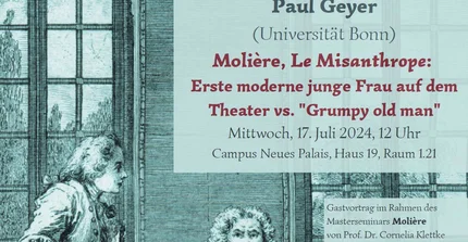 Plakat zum Vortrag von Paul Geyer über Molière