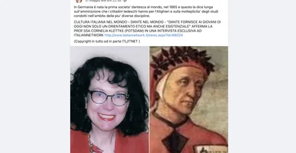 Interview mit Frau Prof. Dr. Klettke erschienen am 31.05.2021 (italiannetwork.it), anlässlich des Großen Dante-Jubiläums
