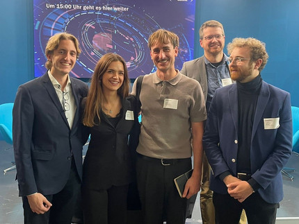 Five of the six students from the Chair of Military History who took part in the Secure Tomorrow Summit in Berlin on 25 September.