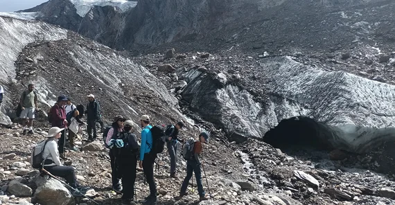 Standing at the "mouth of the glacier." - a tunnel like opening in the ice.