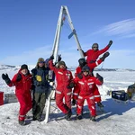 The international expedition team at the sampling site