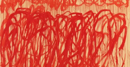 Gemälde mit roter Farbe auf Leinwand