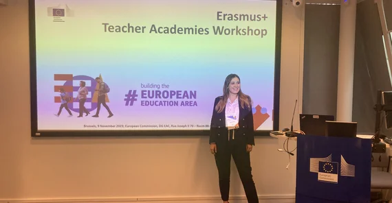 Karla Stolle päsentiert das TEAM-Projekt in Brüssel