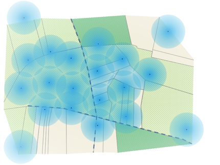 point distributed sensors on a field