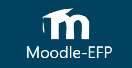 Logo: der Buchstabe m mit stilisiertem Doktorhut und dem Schriftzug Moodle-EFP