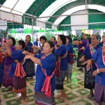 Women of Elderly Club showing a dance 