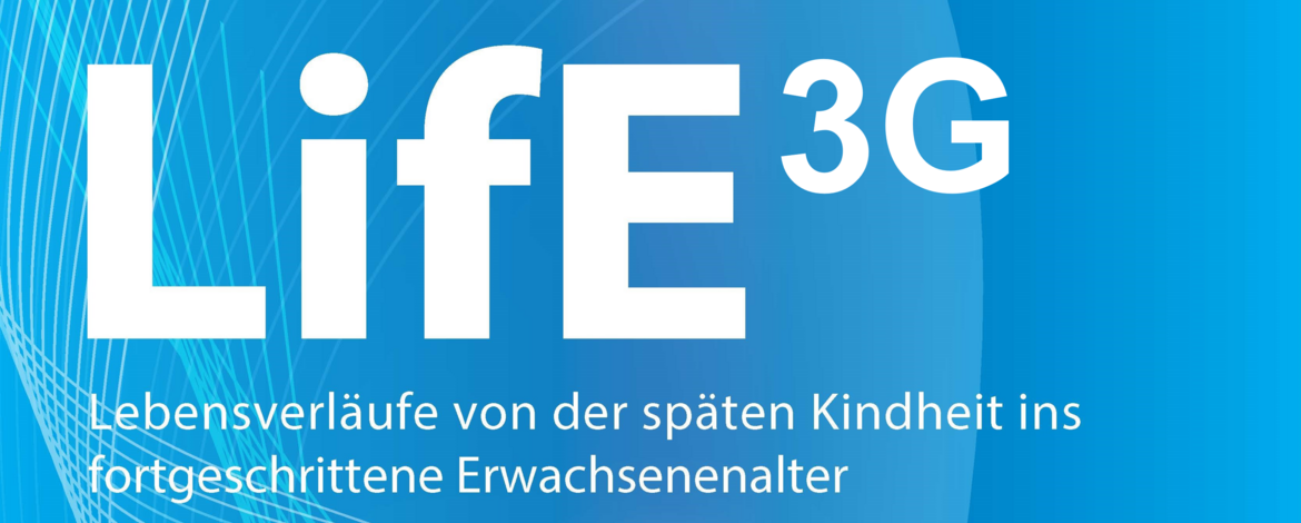 Das Logo der LifE Studie in weiß auf blauem Hintergrund - 