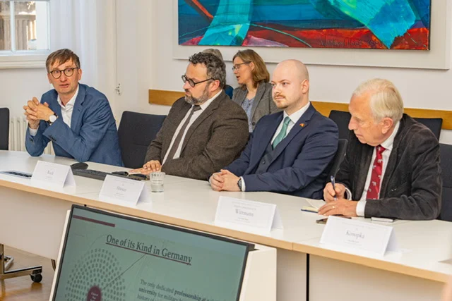 Representing Military History at the University of Potsdam: Prof Dr Sönke Neitzel, Dr Christian E. Rieck, Tim Hörster and General Dr Klaus Wittmann.