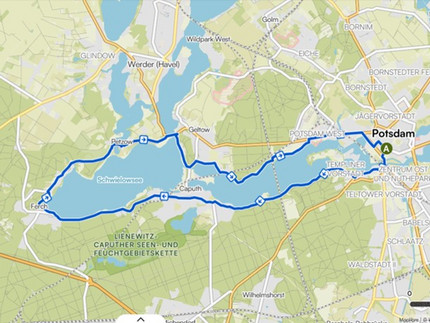 Karte der Route Fahrradtour PoGS rund um den Schwielowsee.
