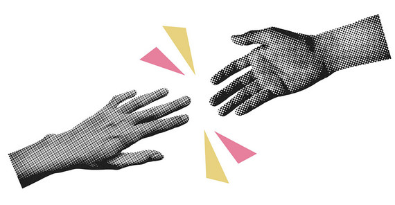 Symbolic image: Two outstretched hands that almost touch. Similar to Michelangelo's “Creation of Adam.”