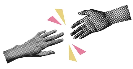 Symbolic image: Two outstretched hands that almost touch. Similar to Michelangelo's “Creation of Adam.”
