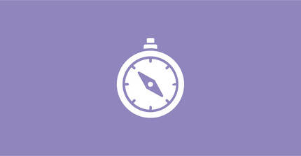 Weißes Kompass-Icon auf lila Hintergrund