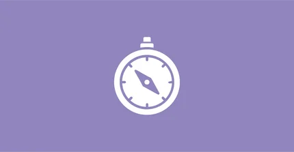 Weißes Kompass-Icon auf lila Hintergrund