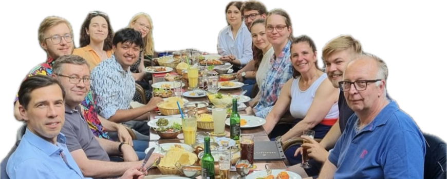 pic of the group at a restaurantable