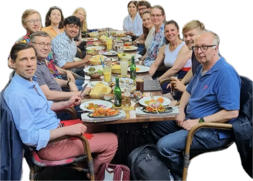 pic of the group at a restaurantable