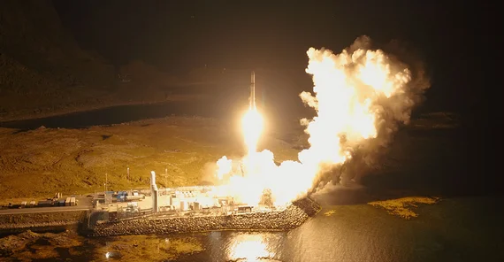 Close-up of the Spectrum rocket uring its launch on September 5, 2026.