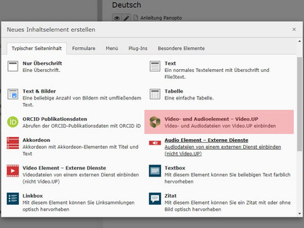 Element "Video- und Audioelement - Video.UP"