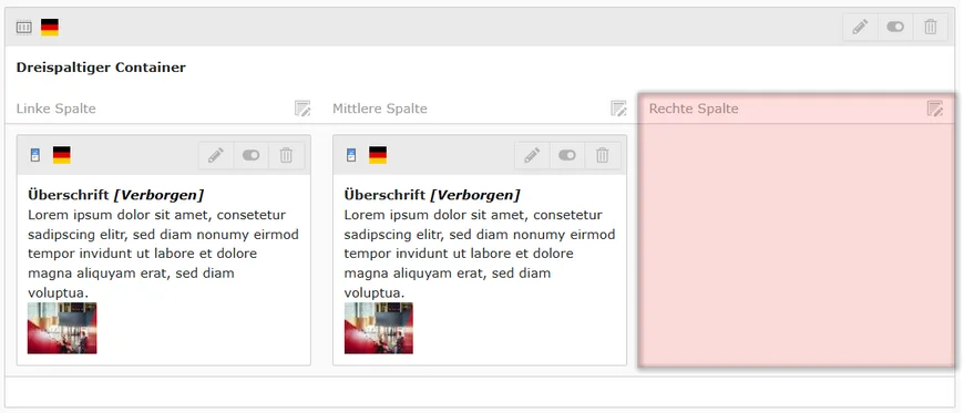 Verschieben von Elementen in Containern: Schritt 3