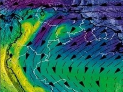 Mittlere Windgeschwindigkeit an der 850 hPa Druckfläche über Südamerika im Südsommer