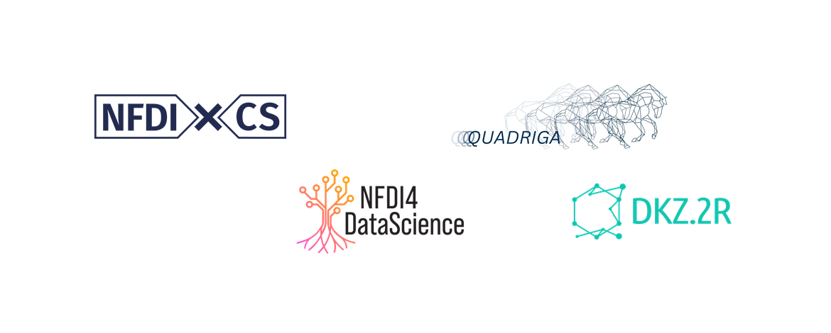 Project Logos of NFDIxCS, NFDI4DataScience, QUADRIGA und DKZ.2R
